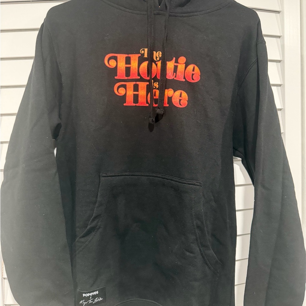 Black Hoodie with Red and Orange Print